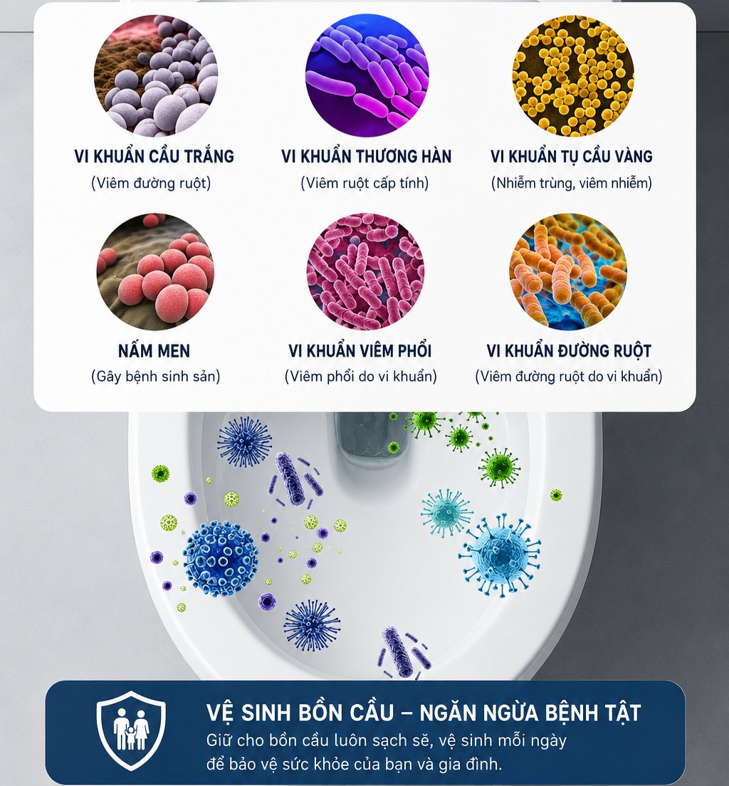 6 loại vi khuẩn trong bồn cầu